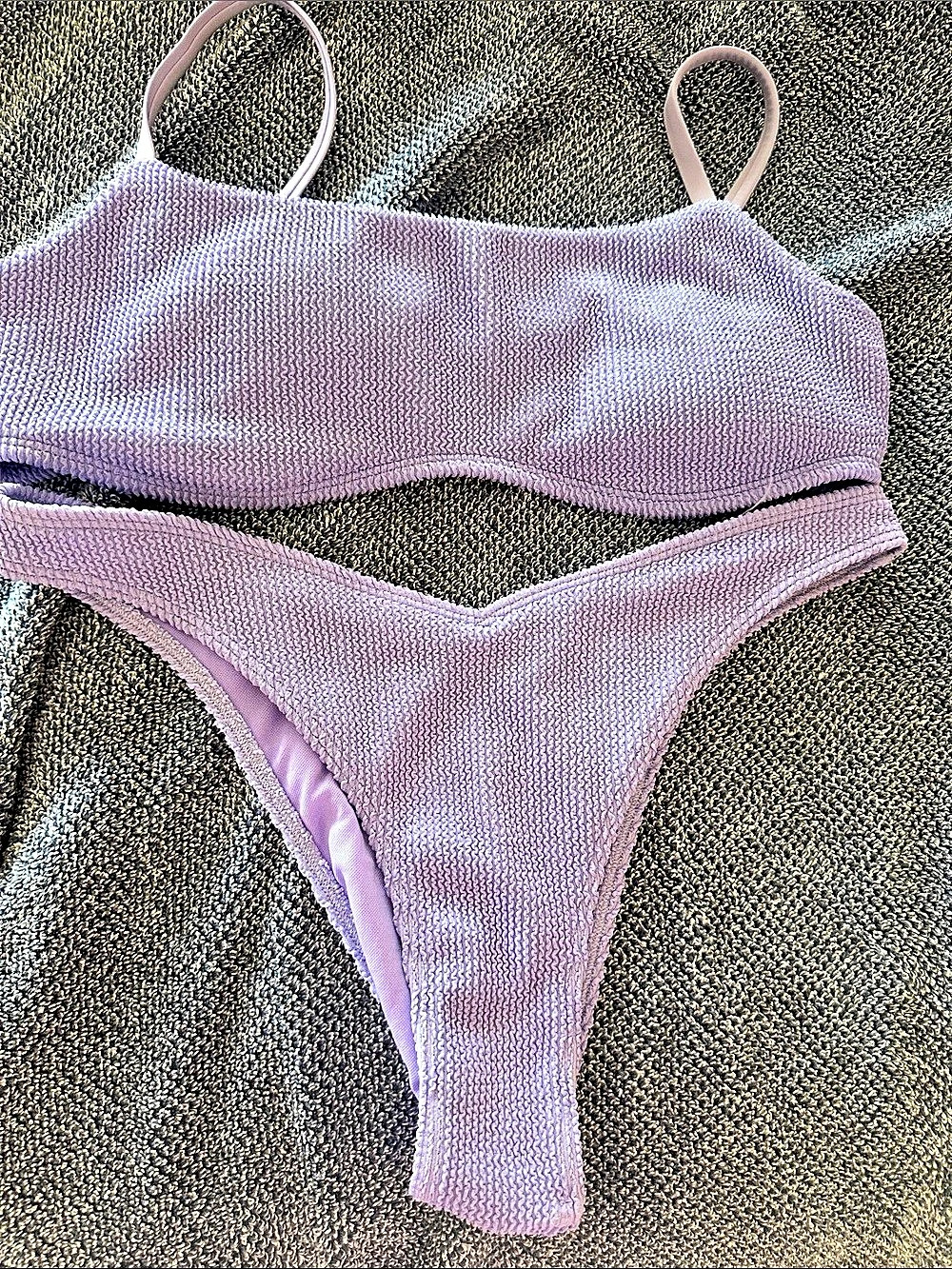 Hollister Textured Bikini Set in Purple Size Medium Bottoms Large Top Like New